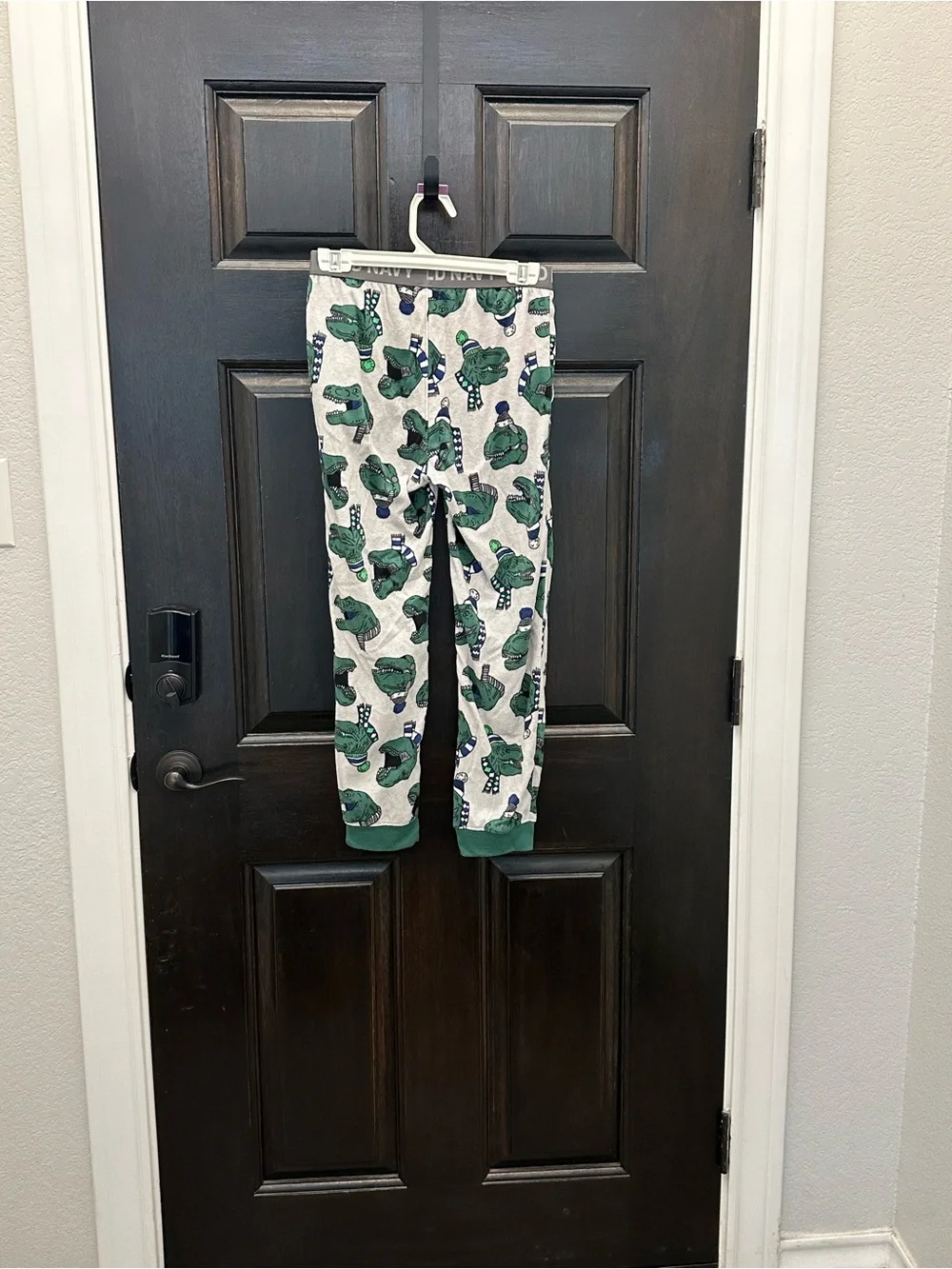 Old Navy Boys Fleece Pajama Pants with Green Dinosaur Print Large